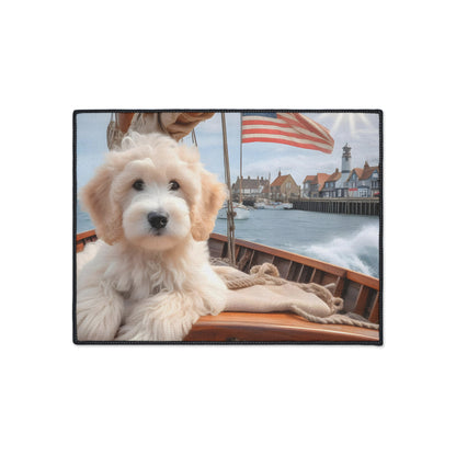 White Doodle on Sailboat - Heavy Duty Floor Mat