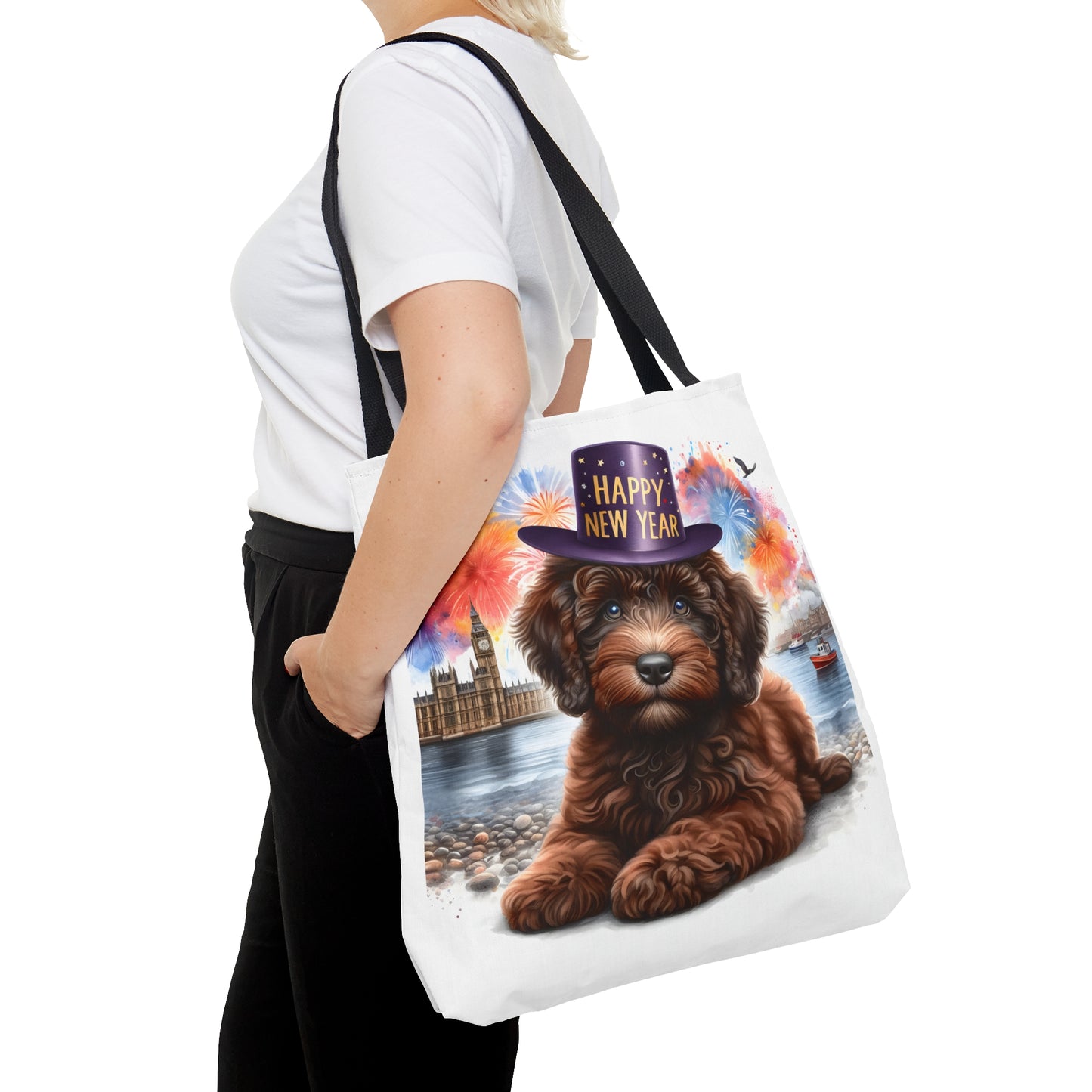 Chocolate Brown Doodle Happy New Year - Tote Bag