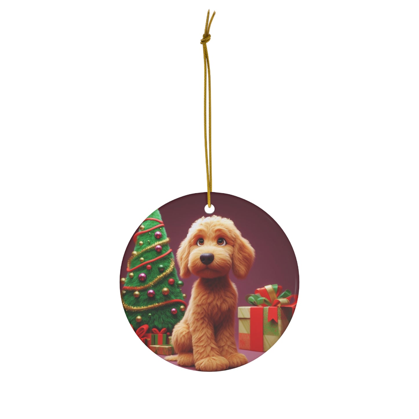 Christmas Doodle Cartoon Inspired Ceramic Ornament