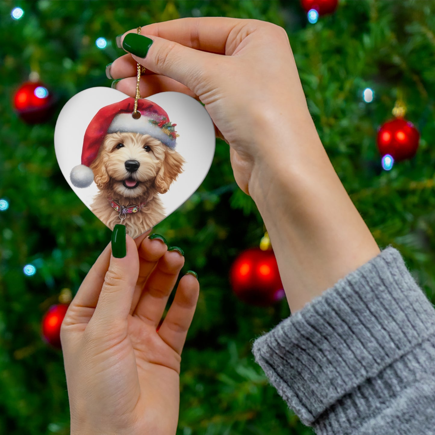 Doodle Puppy Ceramic Ornament, 4 Shapes