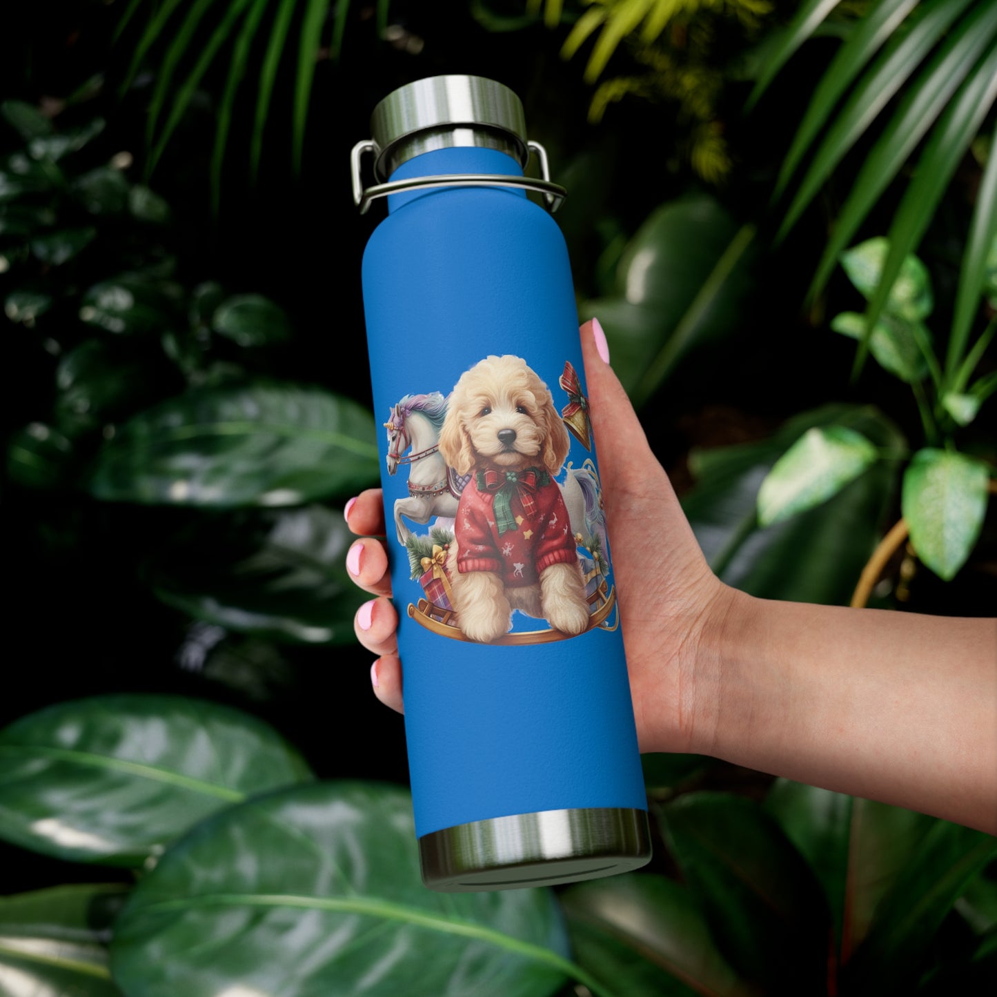 Christmas Doodle Copper Vacuum Insulated Bottle, 22oz