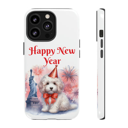 White Doodle Happy New Year - Tough Cases - Apple iPhone, Samsung Galaxy, and Google Pixel