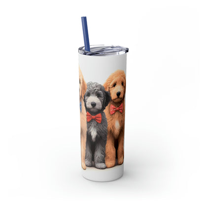 Doodle Dogs Skinny Tumbler with Straw, 20oz