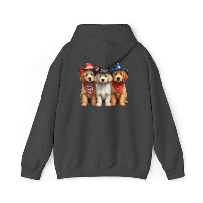 3 Patriotic Doodles on Back Unisex Heavy Blend™ Hooded Sweatshirt