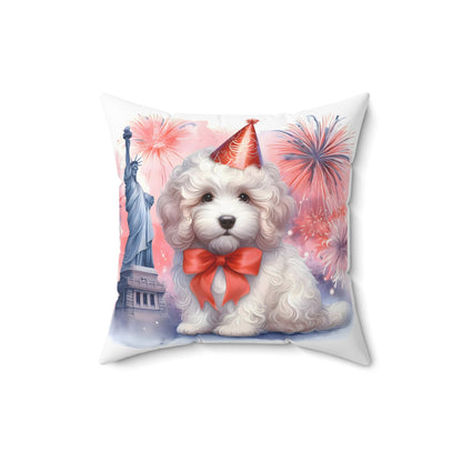 White Doodle Fireworks - Spun Polyester Square Pillow