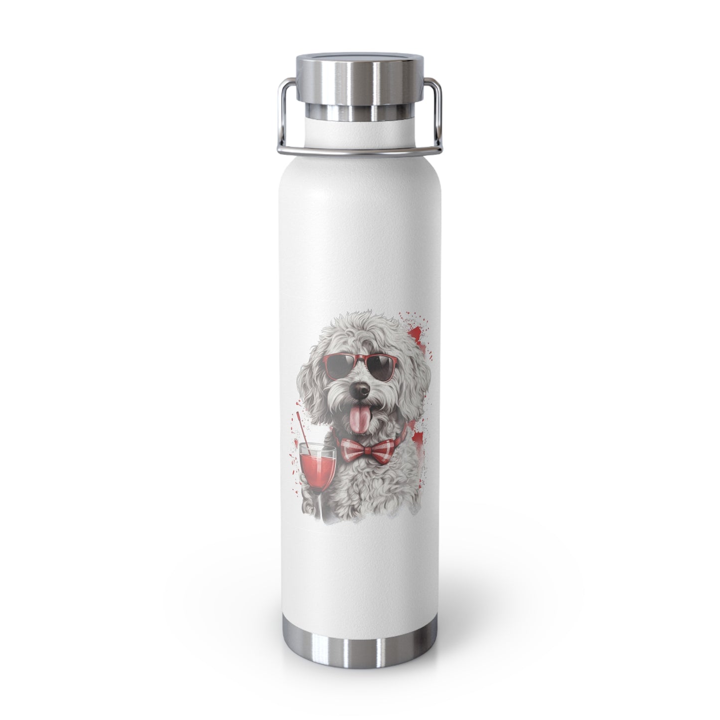 White Doodle Copper Vacuum Insulated Bottle, 22oz