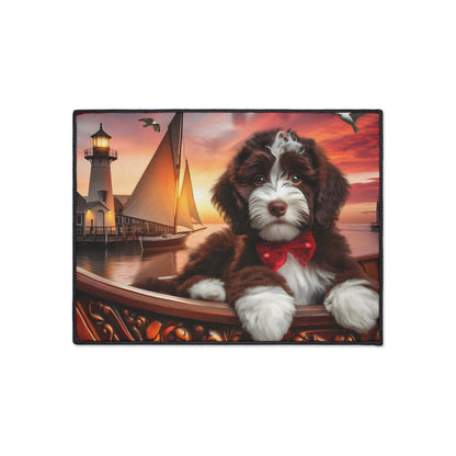 Brown Doodle on Sailboat - Heavy Duty Floor Mat