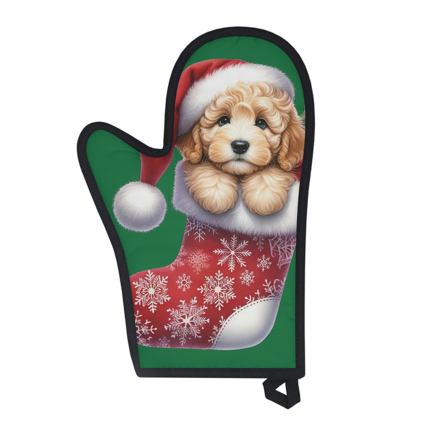 Christmas Stocking Doodle Puppy Oven Glove