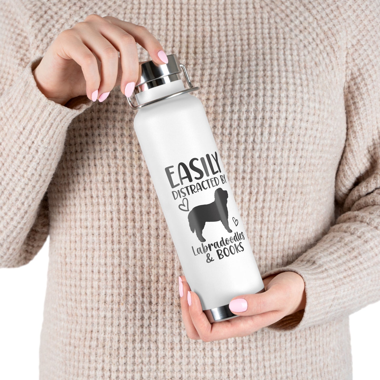 Easily Distracted by Labradoodles & Books Copper Vacuum Insulated Bottle, 22oz