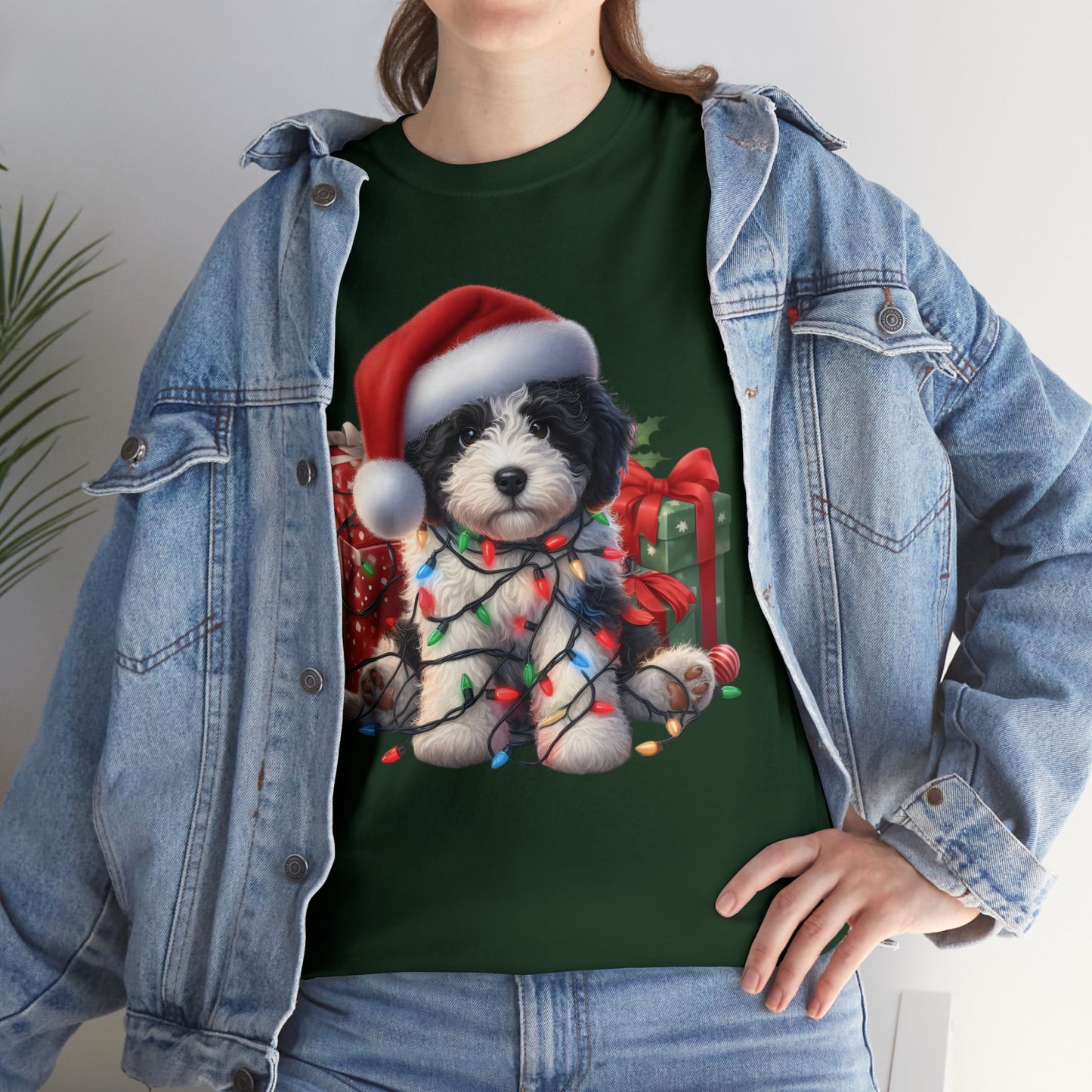 Black & White Christmas Doodle - Adult Unisex Gildan Heavy Cotton T Shirt