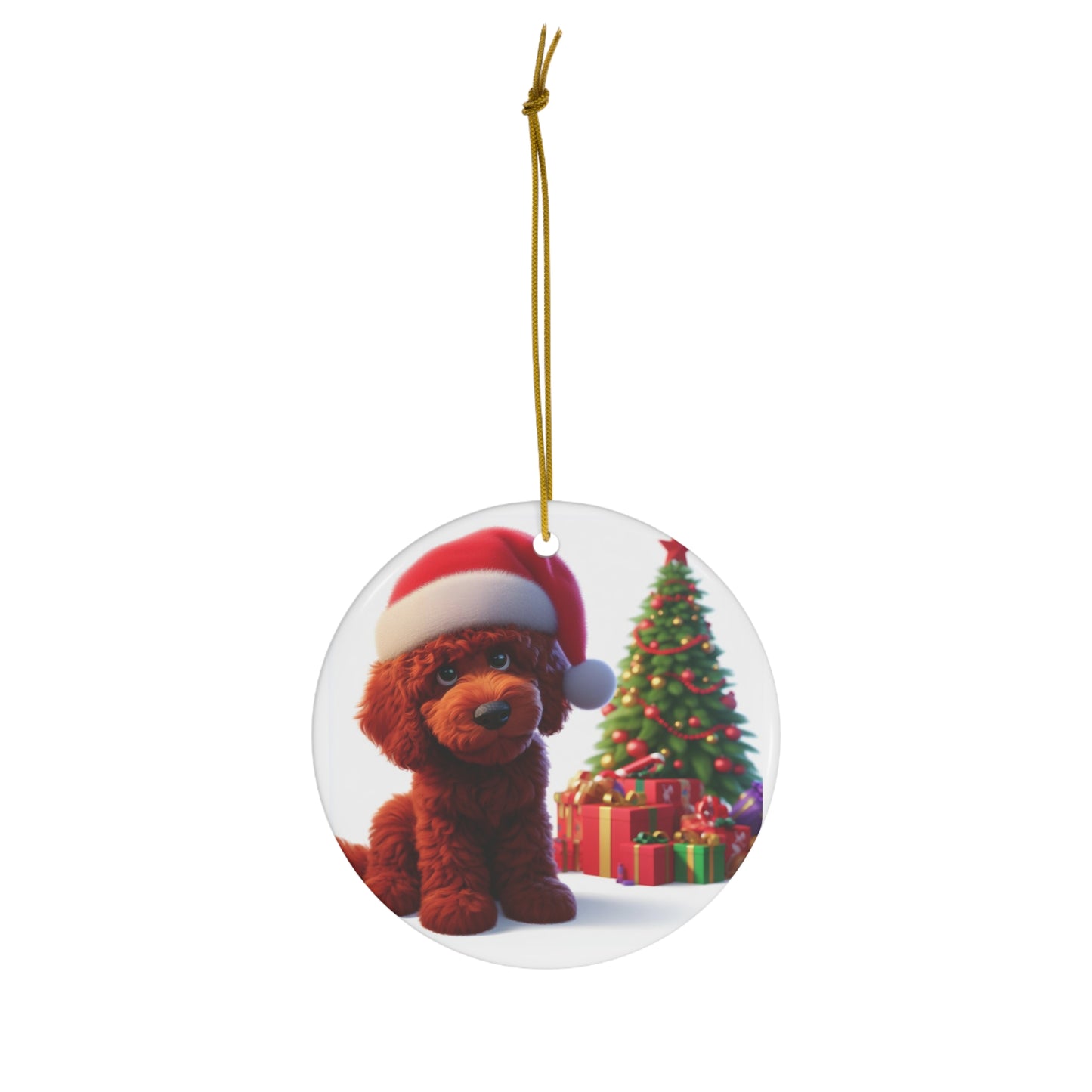 Christmas Red Doodle Cartoon Inspired Ceramic Ornament