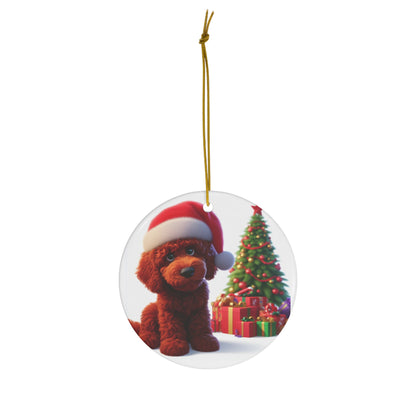 Christmas Red Doodle Cartoon Inspired Ceramic Ornament