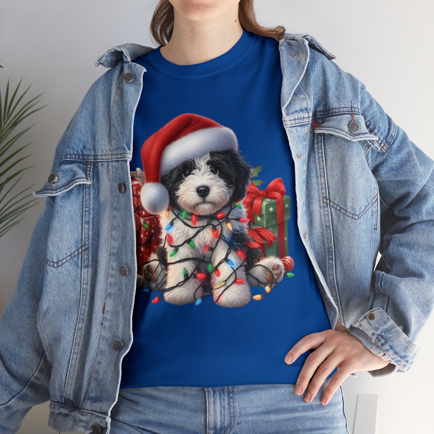 Black & White Christmas Doodle - Adult Unisex Gildan Heavy Cotton T Shirt