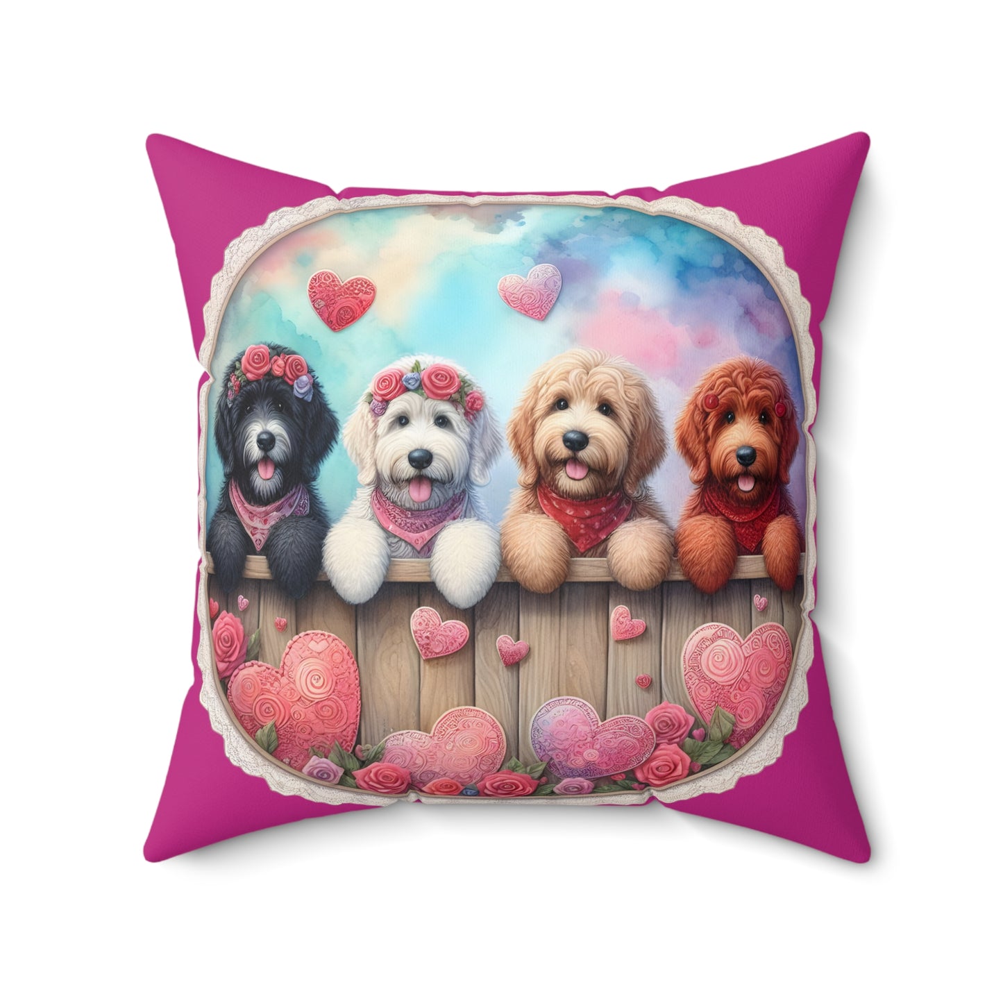 Valentine Doodles - Spun Polyester Square Pillow