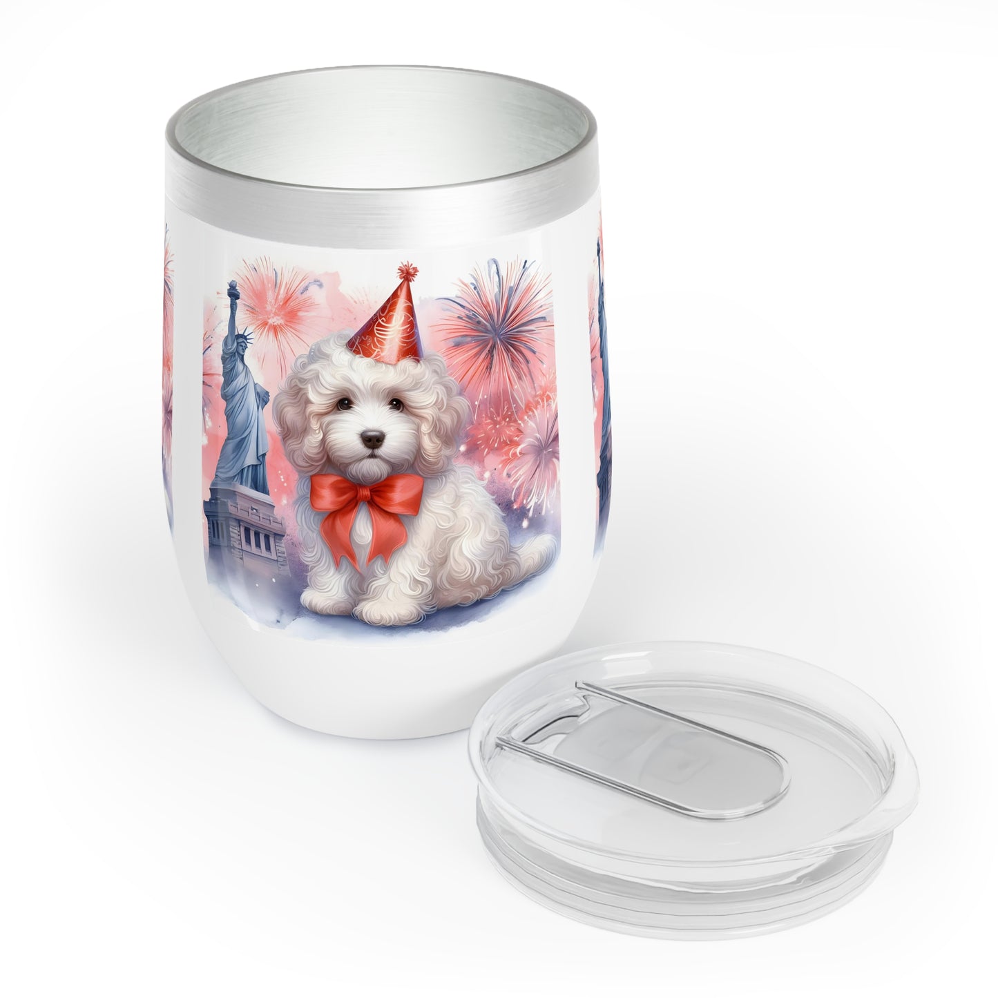 White Doodle New Year - Chill Wine Tumbler