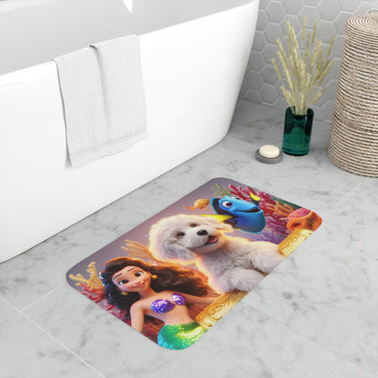 Doodle Mermaid Underwater Memory Foam Bath Mat