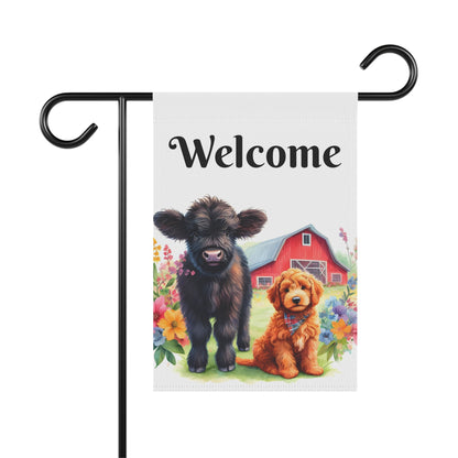 Scottish Highland Cow Doodle Garden & House Banner