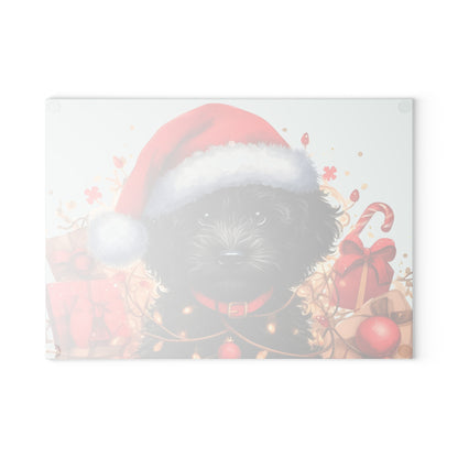 Christmas Black Doodle - Glass Cutting Board