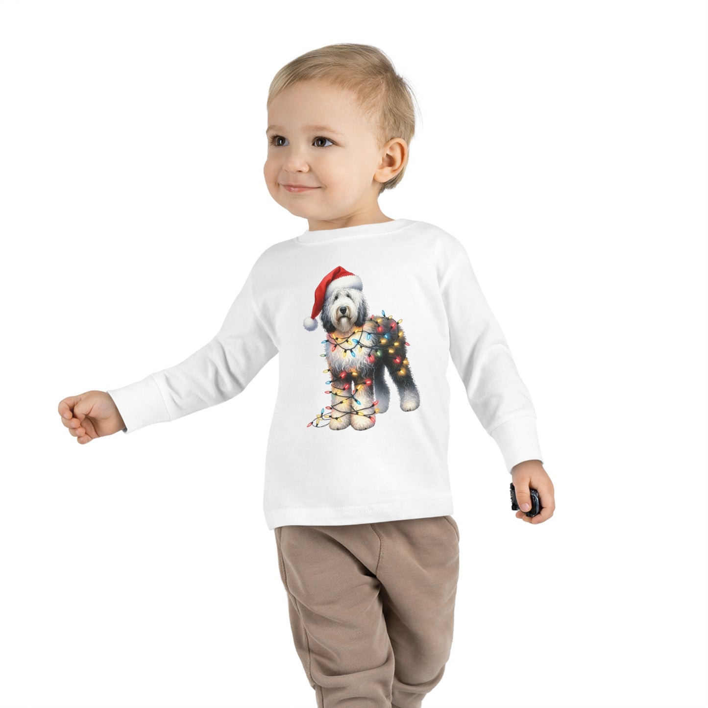 Sheepadoodle Christmas Toddler Long Sleeve T Shirt