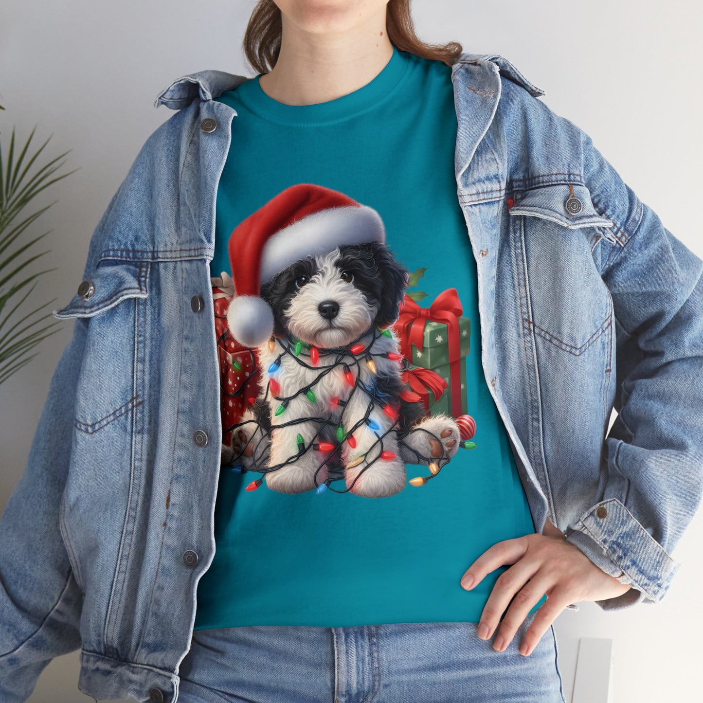 Black & White Christmas Doodle - Adult Unisex Gildan Heavy Cotton T Shirt