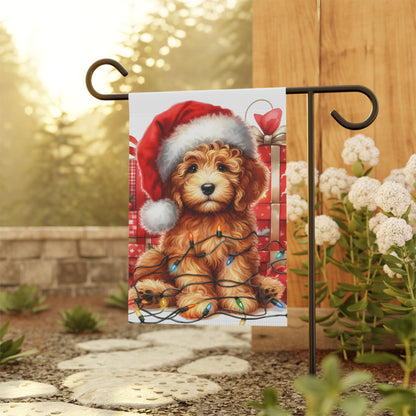 Christmas Doodle Puppy - Garden & House Banner