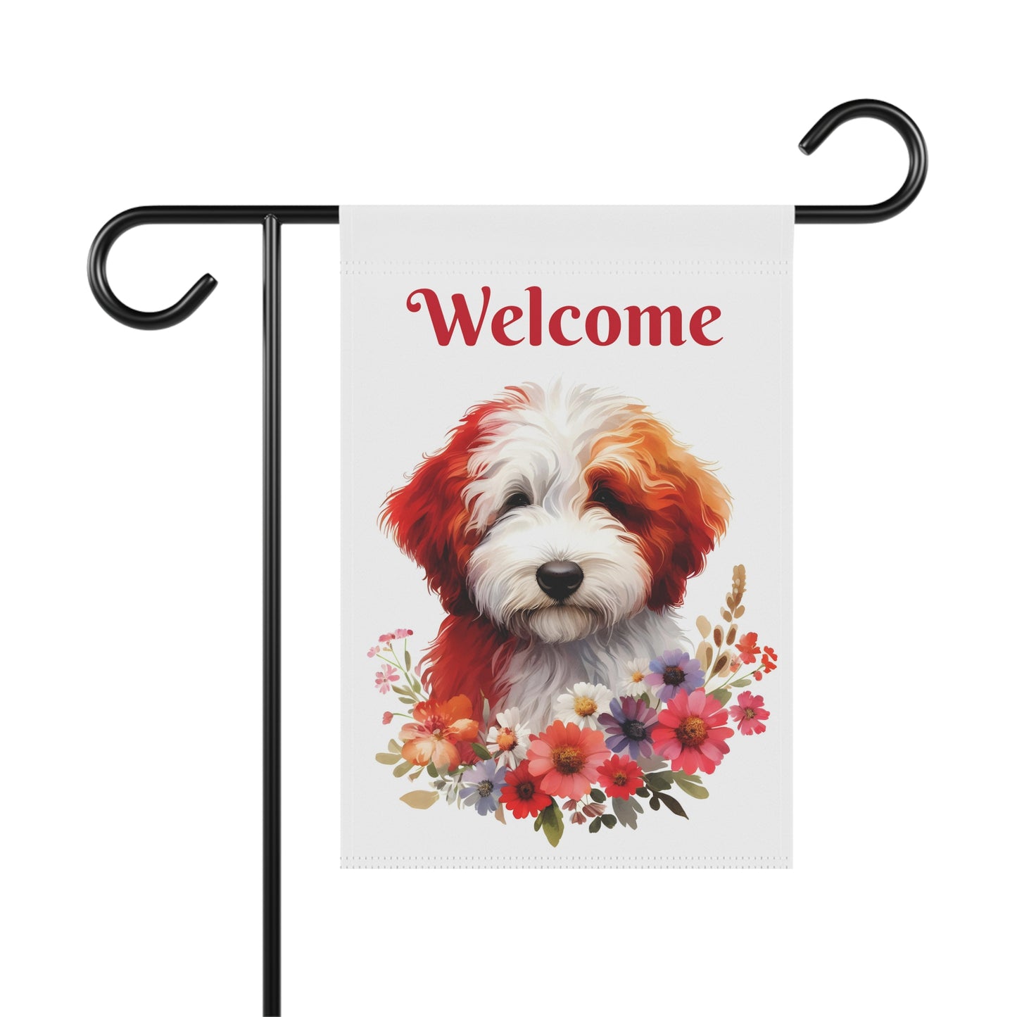 Red & White Doodle Garden & House Banner