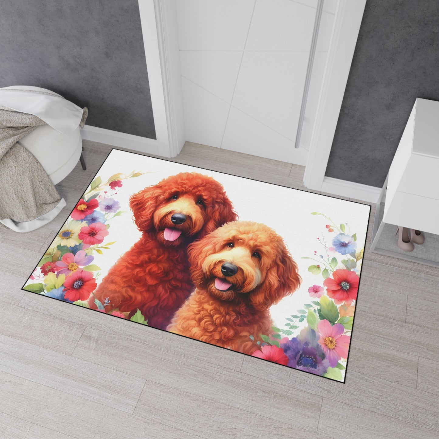 Red Doodles Heavy Duty Floor Mat