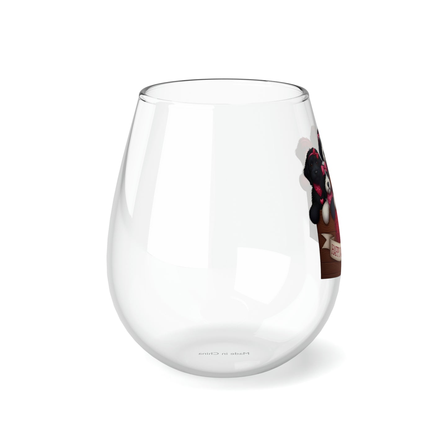 Happy Valentine's Day - Stemless Wine Glass, 11.75oz