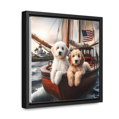 Doodles on Vintage Sailboat - Wooden Gallery Canvas Picture - Square Frame - Nice!