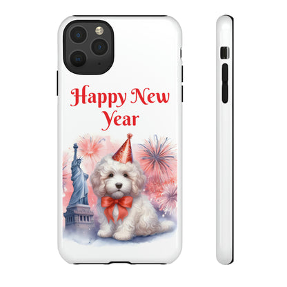 White Doodle Happy New Year - Tough Cases - Apple iPhone, Samsung Galaxy, and Google Pixel