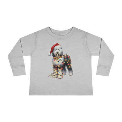 Sheepadoodle Christmas Toddler Long Sleeve T Shirt