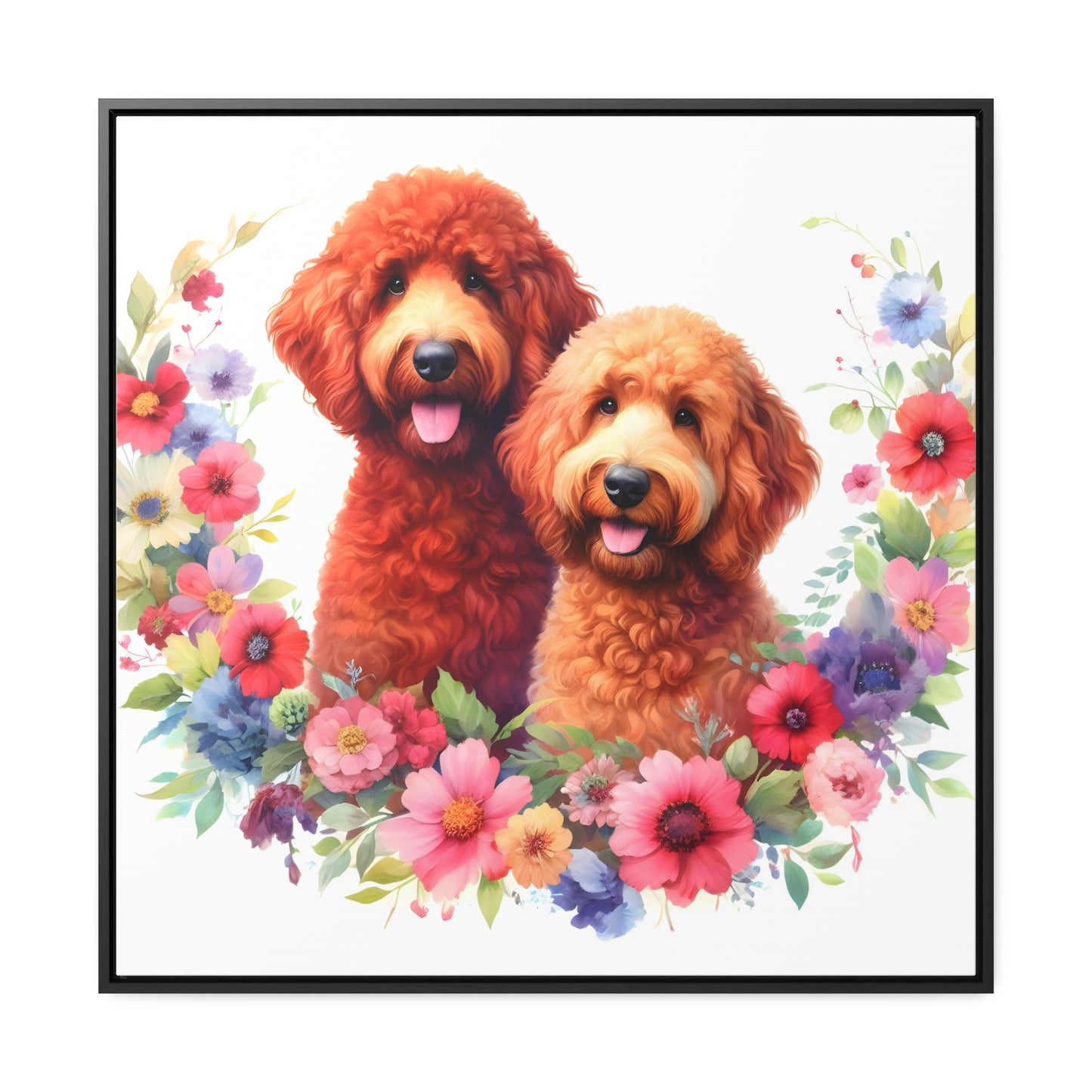 Red Doodles Gallery Canvas Picture - Wooden Square Frame - Nice!