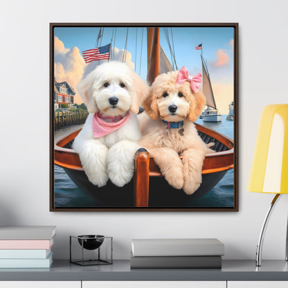 Doodles on Sailboat - Wooden Gallery Canvas Pictures - Square Frame - Nice!