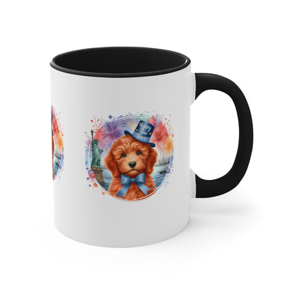 Apricot Doodle Happy New Year - Accent Coffee Mug, 11oz