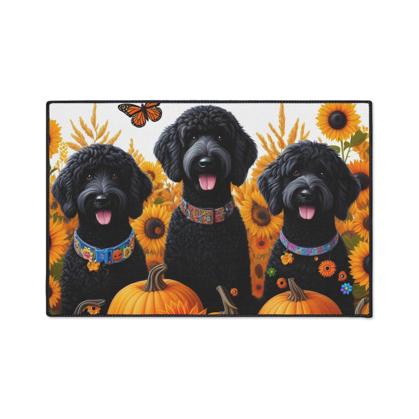 Black Doodles Fall Heavy Duty Floor Mat