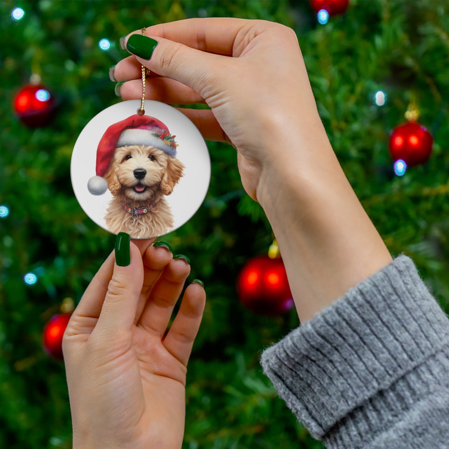 Doodle Puppy Ceramic Ornament, 4 Shapes