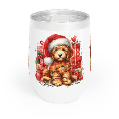 Christmas Doodle Puppy Chill Wine Tumbler