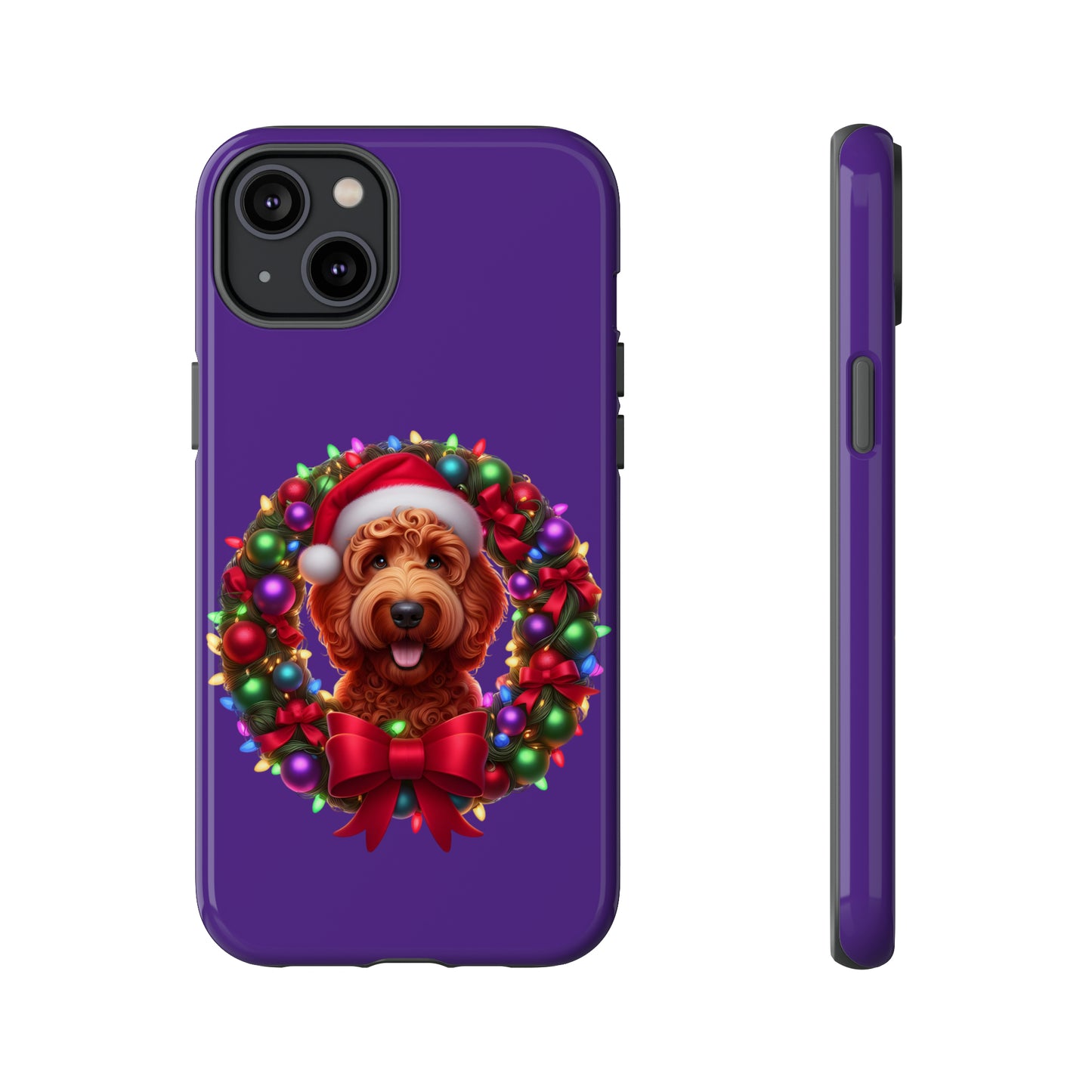 Red Doodle Christmas Wreath - Tough Cases iPhone, Samsung Galaxy & Google Pixel