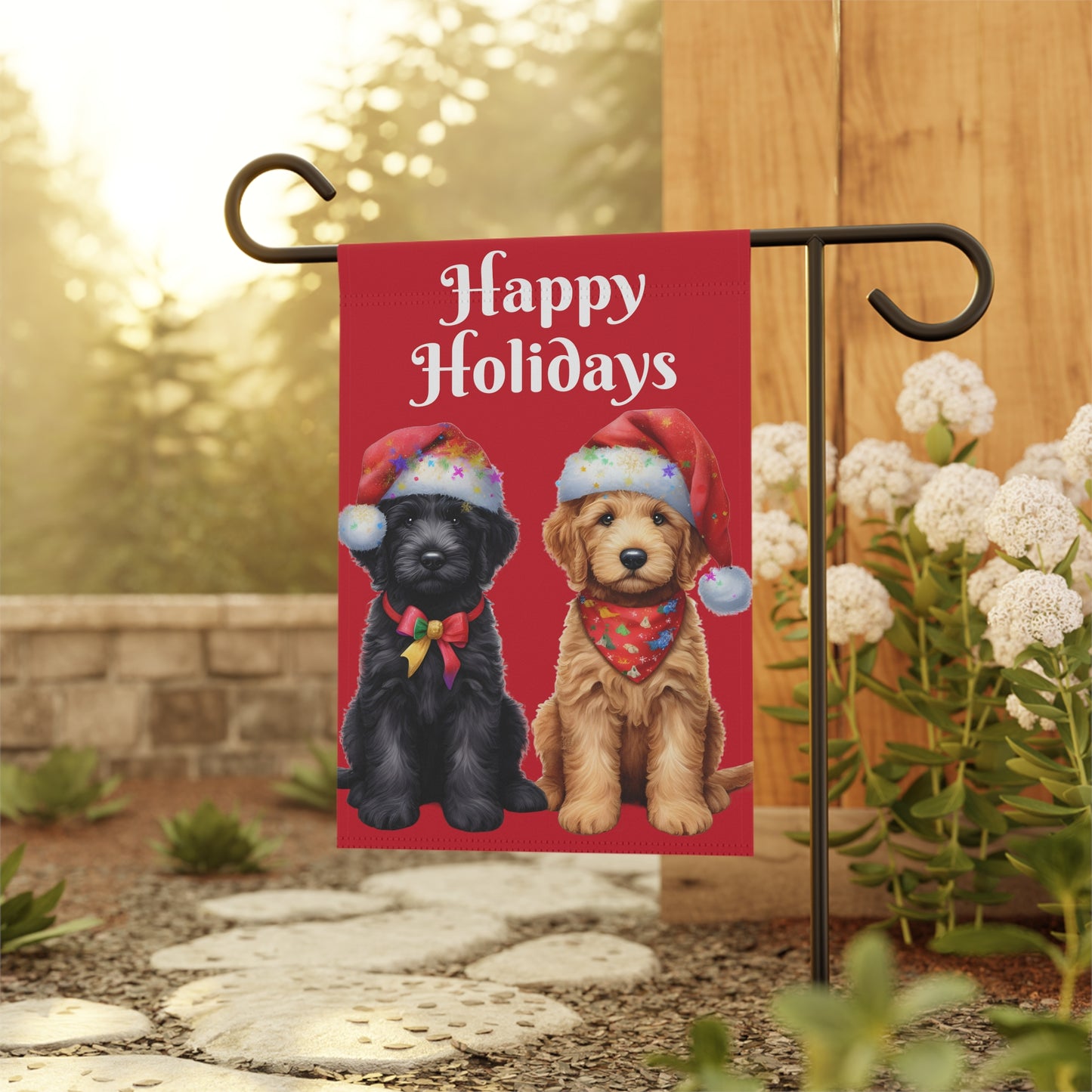 Christmas Doodle Puppies Garden & House Banner