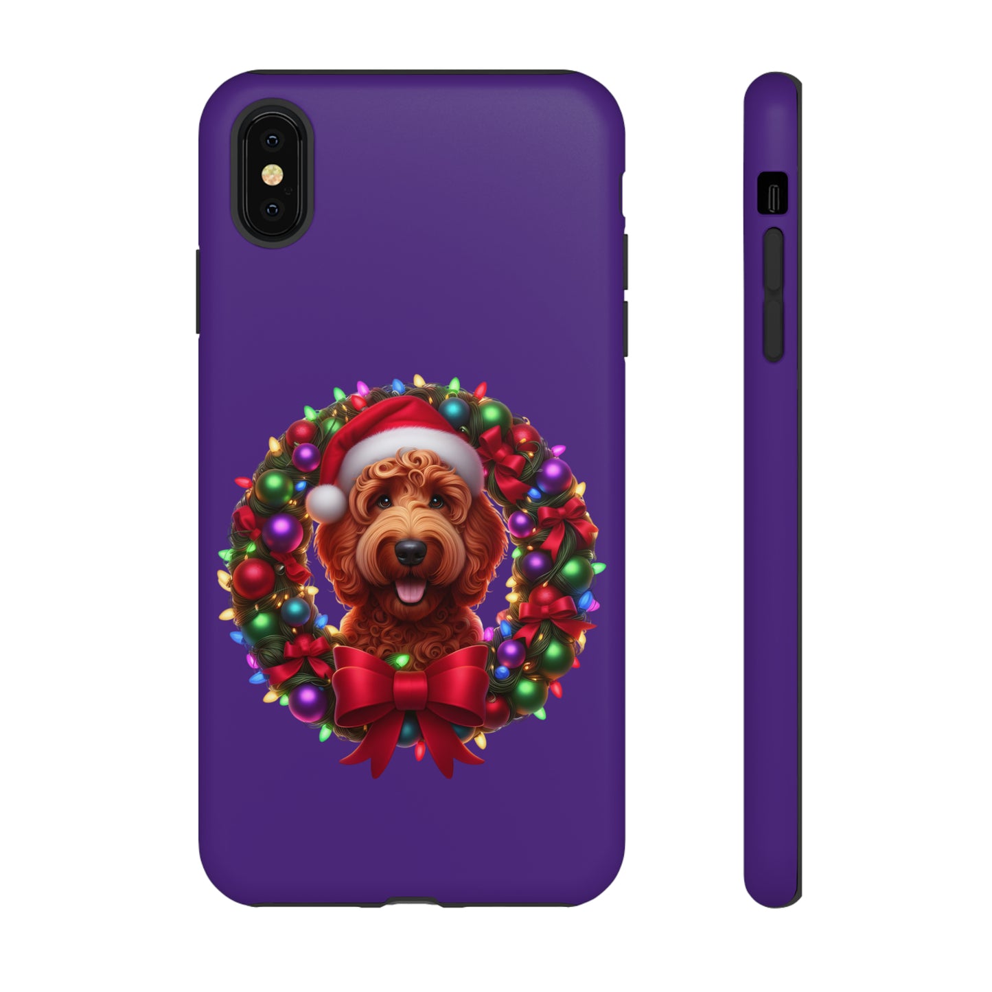 Red Doodle Christmas Wreath - Tough Cases iPhone, Samsung Galaxy & Google Pixel