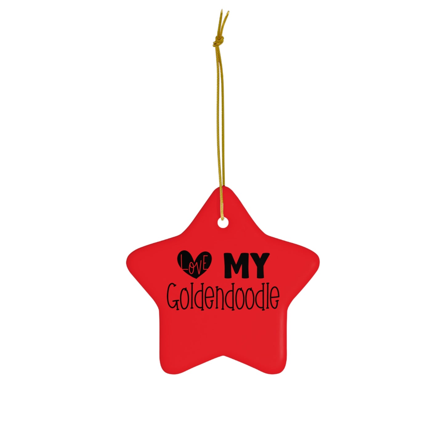 Love my Goldendoodle Ceramic Ornament, 4 Shapes