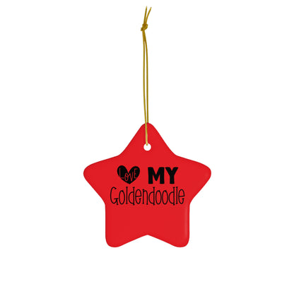 Love my Goldendoodle Ceramic Ornament, 4 Shapes