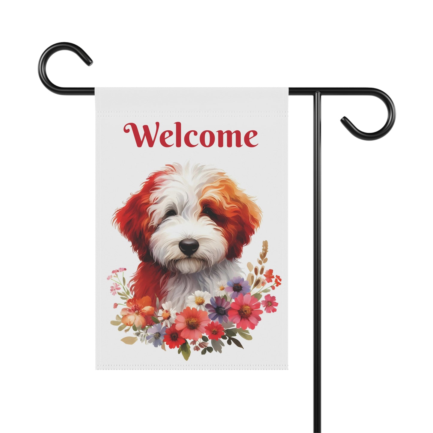 Red & White Doodle Garden & House Banner