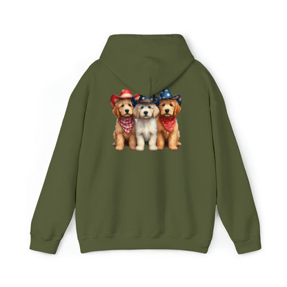 3 Patriotic Doodles on Back Unisex Heavy Blend™ Hooded Sweatshirt