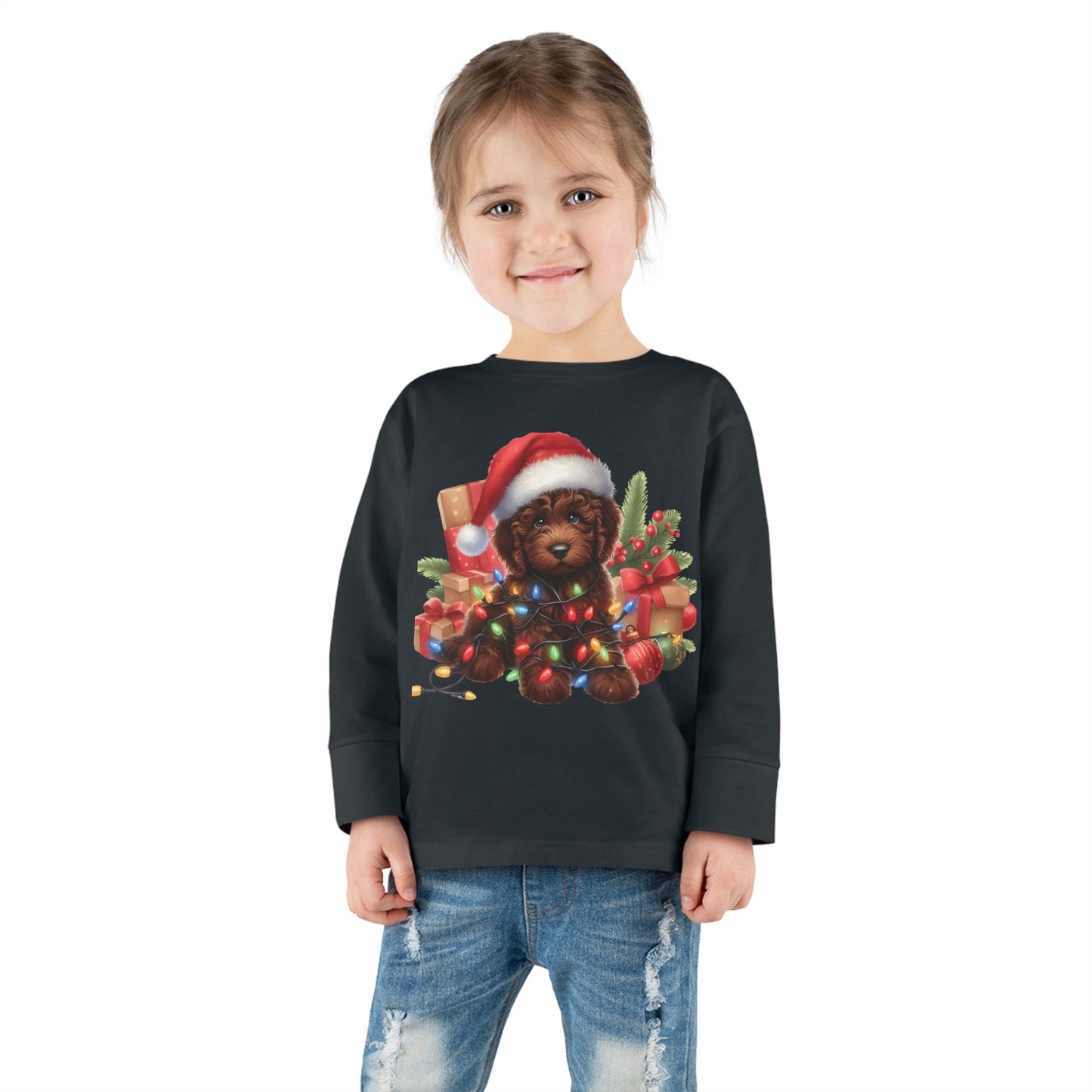 Chocolate Brown Doodle - Toddler Long Sleeve T Shirt