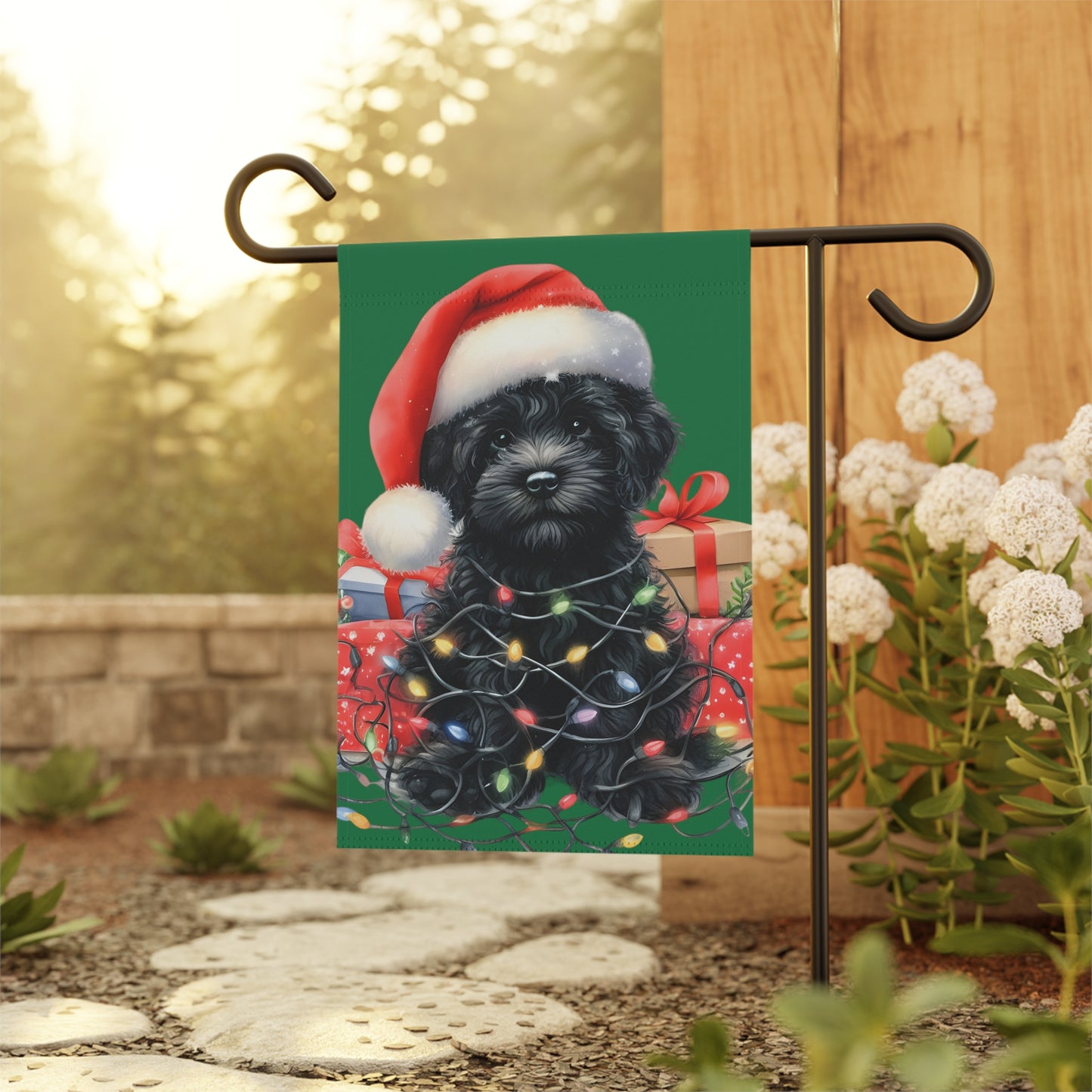 Christmas Black Doodle - Garden & House Banner