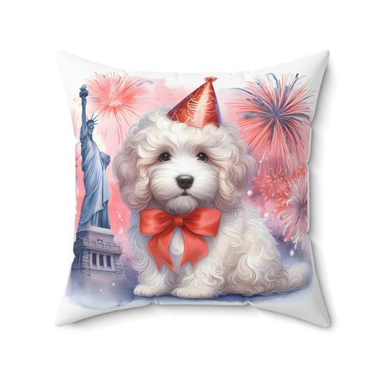 White Doodle Fireworks - Spun Polyester Square Pillow