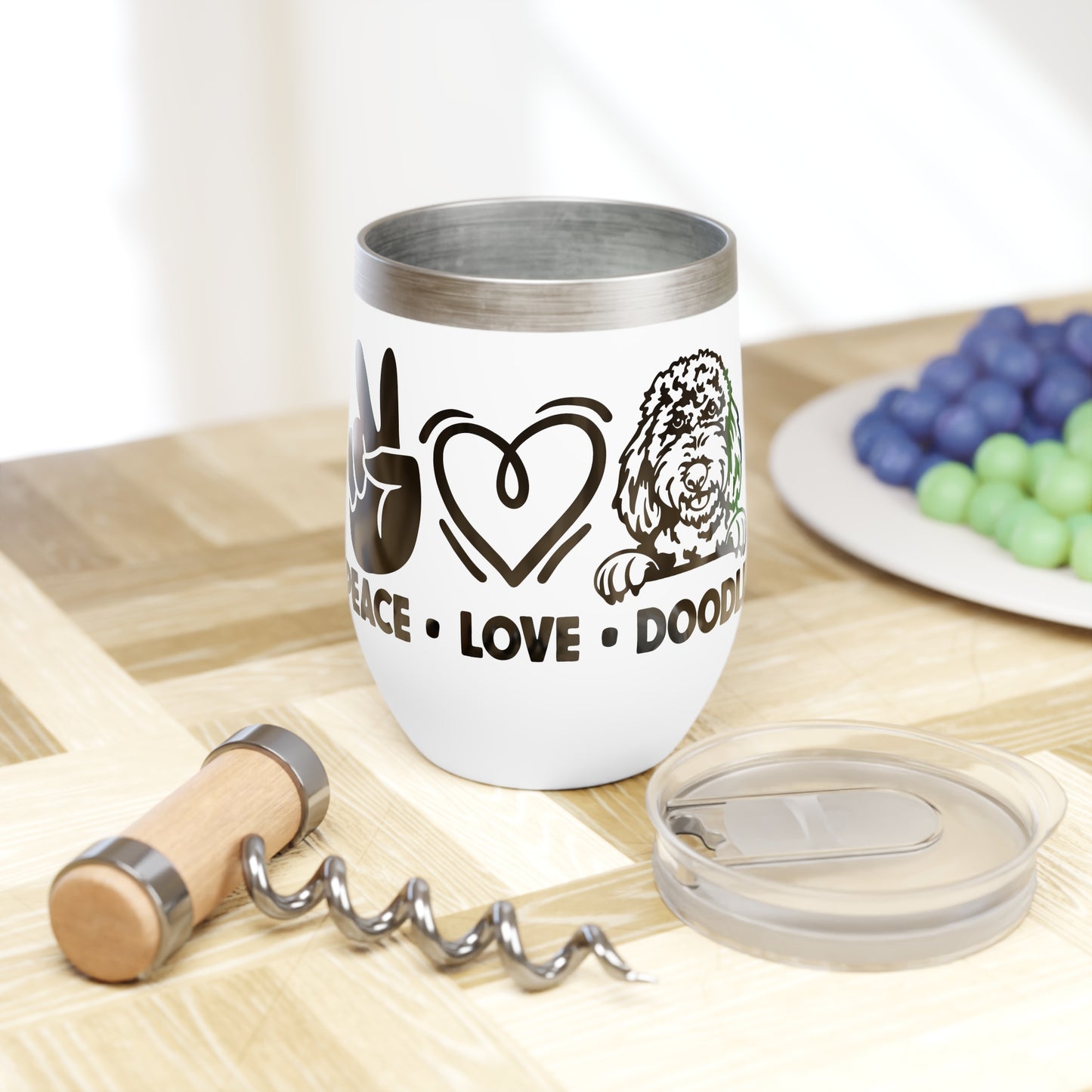 Peace Love Doodle Chill Wine Tumbler