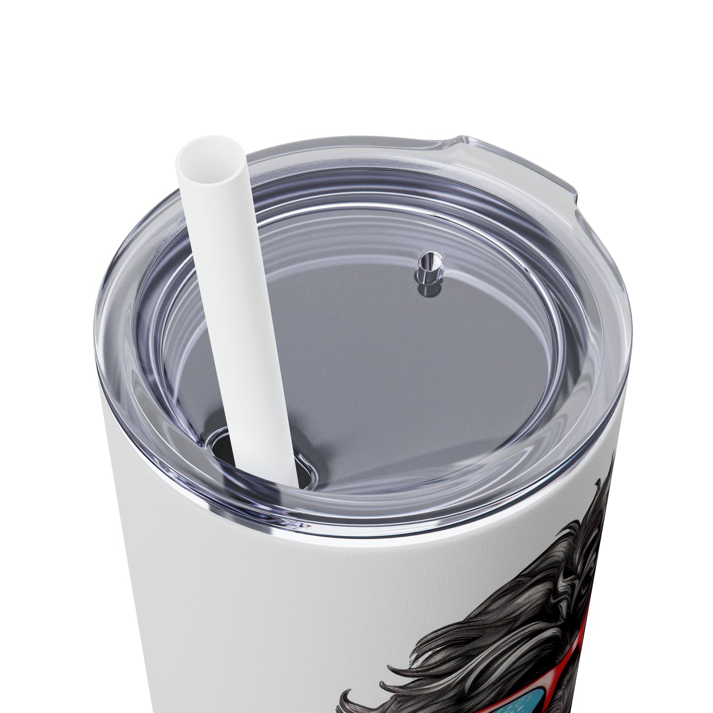 Black Doodle Skinny Tumbler with Straw, 20oz