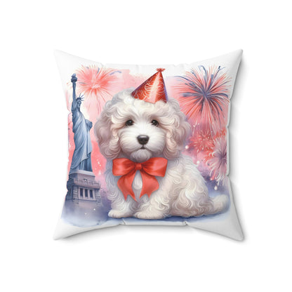 White Doodle Fireworks - Spun Polyester Square Pillow